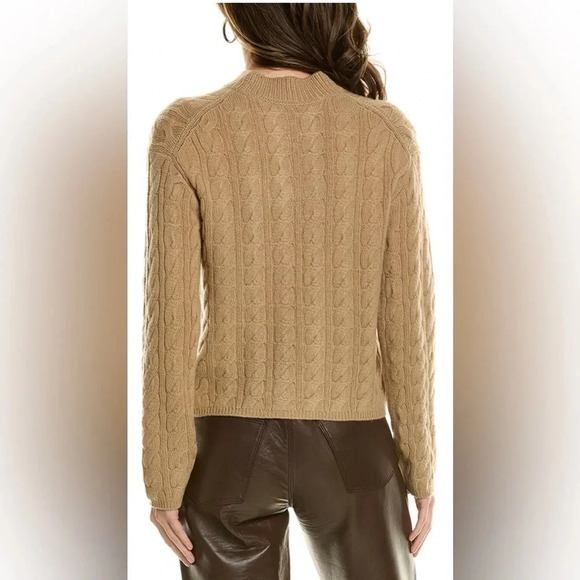 ๐ Vince Twisted Cable Wool & Cashmere-Blend Sweater Brown Small - Picture 2 of 6